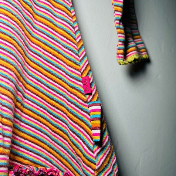 Shilav Girls Crochet Striped Long Sleeve Dress Size 4 - Picture 4 of 9